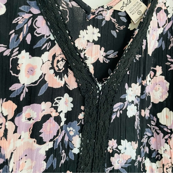 Lola P. Black Lace Floral High Low Maxi Dress Size S - Picture 6 of 11